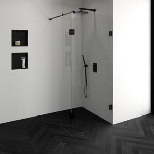 BRAUER Void inloopdouche helder glas 90x200 met 40 zijwand incl. glascoating mat zwart GS-VOI2H9040200MZ