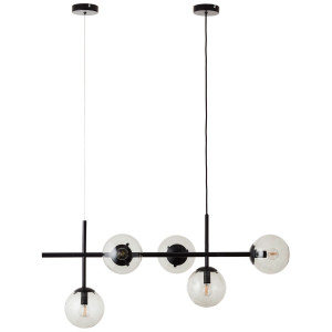 Brilliant Leuchten Hanglamp Ariol met rookglas, 93 cm breed, e14, inkortbaar, metaal, zwart (1 stuk)