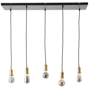 Brilliant Leuchten Hanglamp Darcia 133 x 35 x 95 cm, 5 x e27, inkortbaar, metaal, messingkleurig/zwart (1 stuk)