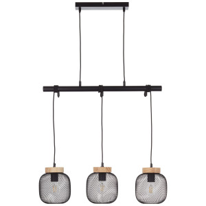 Brilliant Leuchten Hanglamp Giada Balkenpendellamp, H 177 cm, B 68 cm, metaal/hout, zwart/bruin (1 stuk)