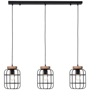 Brilliant Leuchten Hanglamp Gwen 142 cm hoogte, 100 cm breedte, 3x e27, antiek hout/zwart korund (1 stuk)