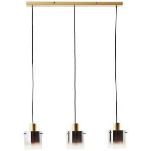 Brilliant Leuchten Hanglamp Osaki 150 cm hoogte, kabel lengte variabel, e27, metaal/glas, goud/rookglas (1 stuk)