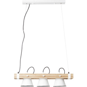 Brilliant Leuchten Hanglamp PLOW H 115 cm, B 70 cm, 3x E27, draaibaar, metaal/hout, wit/hout licht