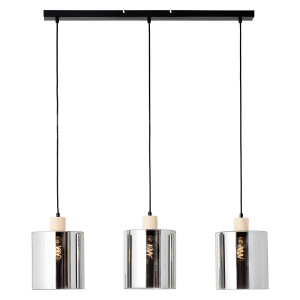 Brilliant Leuchten Hanglamp Weald Hoogte 120 cm, E27, inkortbaar, metaal/glas/hout, zwart/rook/hout