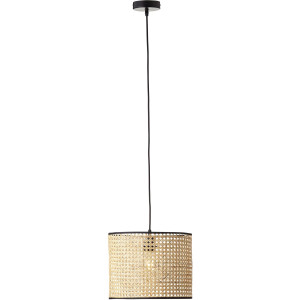 Brilliant Leuchten Hanglamp WILEY 174 cm hoogte, ø 30 cm, e27, in te korten, rotan/metaal, hout licht/zwart (1 stuk)