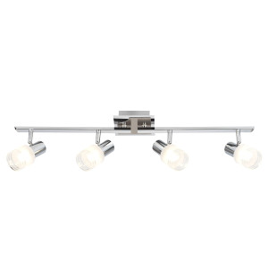 Brilliant Leuchten LED plafondspot Lea Ledspotrail 4 fittingen ijzer/chroom/wit, E14 max. 4W, draaibaar, zilver