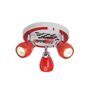 Brilliant Leuchten Led-plafondspot Racing Spotjesplaat rood/wit/zwart, 3 x GU10 max. 3W, 11 cm hoogte, metaal