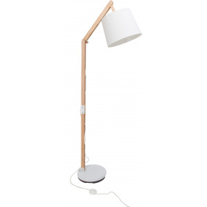 Brilliant Leuchten Staande lamp Carlyn 163 cm hoogte, e27 max. 60 w, met witte stoffen kap, hout / metaal/textiel