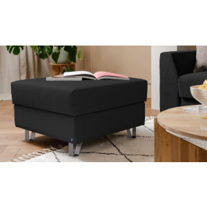 BRUNO poef 70x70 in zwwart / antraciet | | Comfortabele zitplaats en praktische opbergruimte