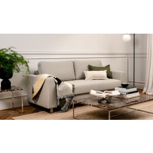 BRUNO slaapbank 160 cm in blauw | stabiel massief hout & boxspringcomfort