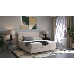 BRUNO Premium Boxspring 200x200cm in Beige | Matrashardheid: Links H3 / Rechts H2 | Meervoudig bekroond voor design en kwaliteit