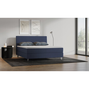 BRUNO Premium Boxspring 200x200cm in Blauw | Matrashardheid: Links H3 / Rechts H2 | Meervoudig bekroond voor design en kwaliteit