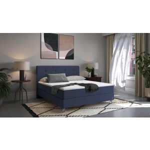 BRUNO Premium Boxspring 200x200cm in Blauw | Matrashardheid: Links H3 / Rechts H2 | Meervoudig bekroond voor design en kwaliteit