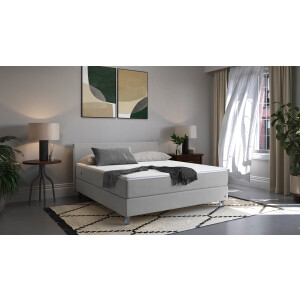 BRUNO Premium Boxspring 200x200cm in Lichtgrijs | Matrashardheid: Links H3 / Rechts H2 | Meervoudig bekroond voor design en kwaliteit