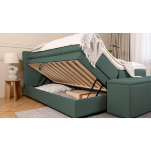 BRUNO Premium boxspring met opbergruimte, 180x200cm, in groen | Matrashardheid: Links H3 / Rechts H2 | Extra opbergruimte & individueel configureerbaar