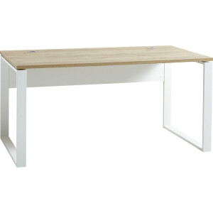 Bureau Lioni 160 cm breed - wit met navarra eiken