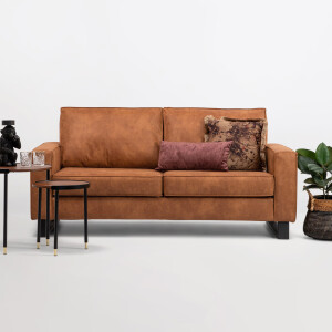 Sohome 3-zits Bank 'Mathew' Microleder, kleur cognac