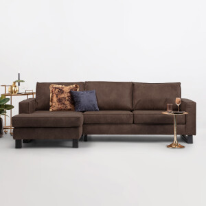 Sohome Loungebank 'Mathew' Links, Microleder, kleur bruin