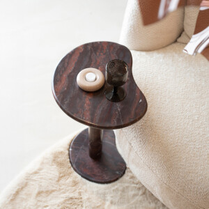 By-Boo Organische Bijzettafel 'Rosso' Marmer, 45 x 33cm