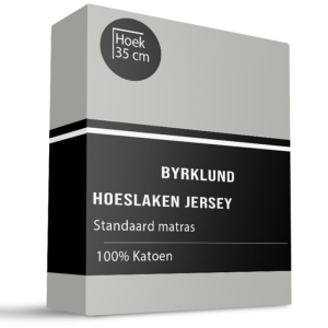 Hoeslaken Katoen - Jersey Stretch - 180x220cm - Lichtgrijs - Byrklund - Dekbed-Discounter.nl