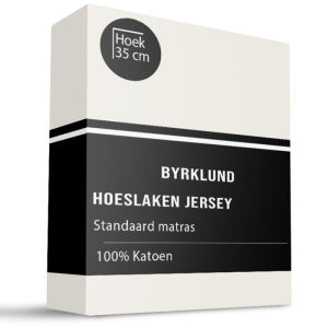 Hoeslaken Katoen - Jersey Stretch - Off White - 80x200cm - Off White - Byrklund - Dekbed-Discounter.nl