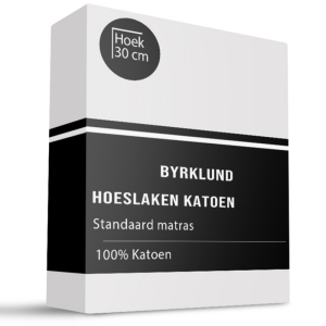Hoeslaken Katoen - 180x220cm - Wit - Byrklund - Dekbed-Discounter.nl