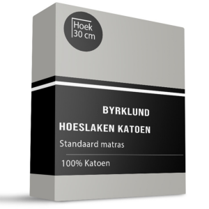 Hoeslaken Katoen - 180x220cm - Lichtgrijs - Byrklund - Dekbed-Discounter.nl