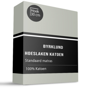 Hoeslaken Katoen - 160x200cm - Grijsgroen - Byrklund - Dekbed-Discounter.nl