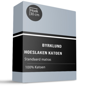 Hoeslaken Katoen - 160x200cm - Blauw - Byrklund - Dekbed-Discounter.nl