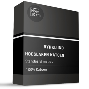 Hoeslaken Katoen - 180x220cm - Antraciet - Byrklund - Dekbed-Discounter.nl