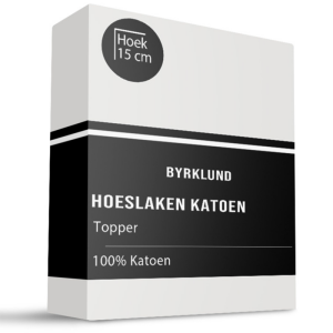 Topper Hoeslaken Katoen - Wit - 160x200cm - Wit - Byrklund - Dekbed-Discounter.nl