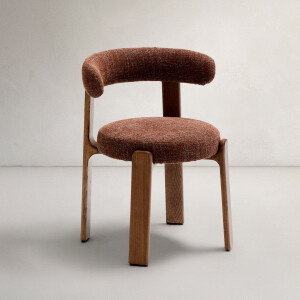 Kave Home Eetkamerstoel 'Granite' Chenille en essenhout, kleur Bruin