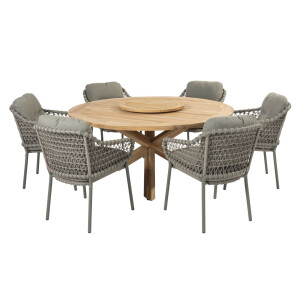 Taste by 4 Seasons Diningset Prado Jura 8-delig Teak Ø160 cm met Lazy Susan Draaischijf