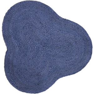 carpetfine Vloerkleed Alia Jutetapijt handgeweven van jute, natuur tapijt, speciale vorm blauw, boho stijl, effen