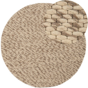 carpetfine Wollen kleed Sina grove structuur, tijdloos design, 100% wol, woonkamer