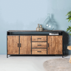 LivingFurn Dressoir 'Sturdy' kleur Naturel / Zwart, 180 cm