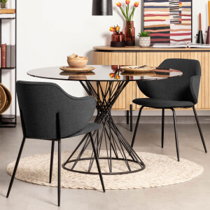 Kave Home Ronde Eettafel 'Niut' 120cm Glas, kleur zwart