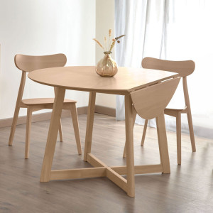 Kave Home Ronde Eettafel 'Maryse' 70 - 120 x 120cm, kleur Naturel