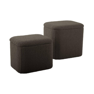 Set van 2 poefs Ada bouclé met opbergvak | LEITMOTIV