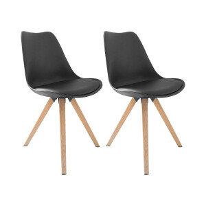 byLIVING 2 stoelen Kira (Zwart/eiken)