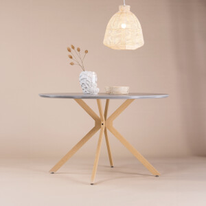 Nohr Ronde Eettafel 'Chenell' Marmerlook, 120cm, kleur grijs