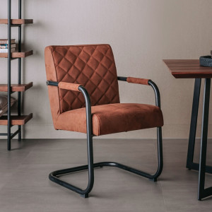 Tower Living Eetkamerstoel 'Civo' PU, kleur Cognac