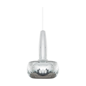 Clava hanglamp polished steel - met koordset wit - Ø 21,5 cm