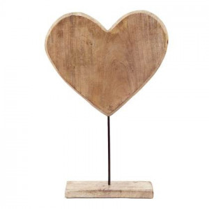 Clayre & Eef Beeld Hart 32x7x51 cm Bruin Hout Metaal Woonaccessoires