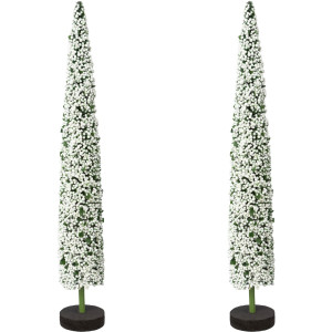 Creativ deco Deco-boom Kerst versiering op hoogwaardige houten basis, met parels versierd, hoogte 38 cm (2 stuks)