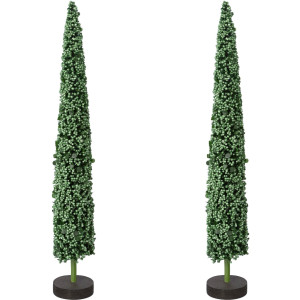 Creativ deco Deco-boom Kerst versiering op hoogwaardige houten basis, met parels versierd, hoogte 38 cm (2 stuks)