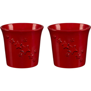 Creativ deco Sierpot Kerstversiering rood (2 stuks)