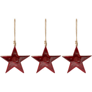 Creativ deco Sierster Kerstster, kerstversiering rood van hout, hangdecoratie, 3-delige set, ø ca. 20 cm (3 stuks)