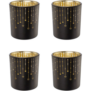 Creativ deco Waxinelichthouder Kerst versiering met gouden binnenkant (4 stuks)