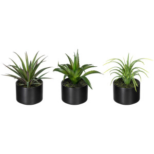 Creativ green Kunst-potplanten Set van aloë, agave en tillandsia (3 stuks)